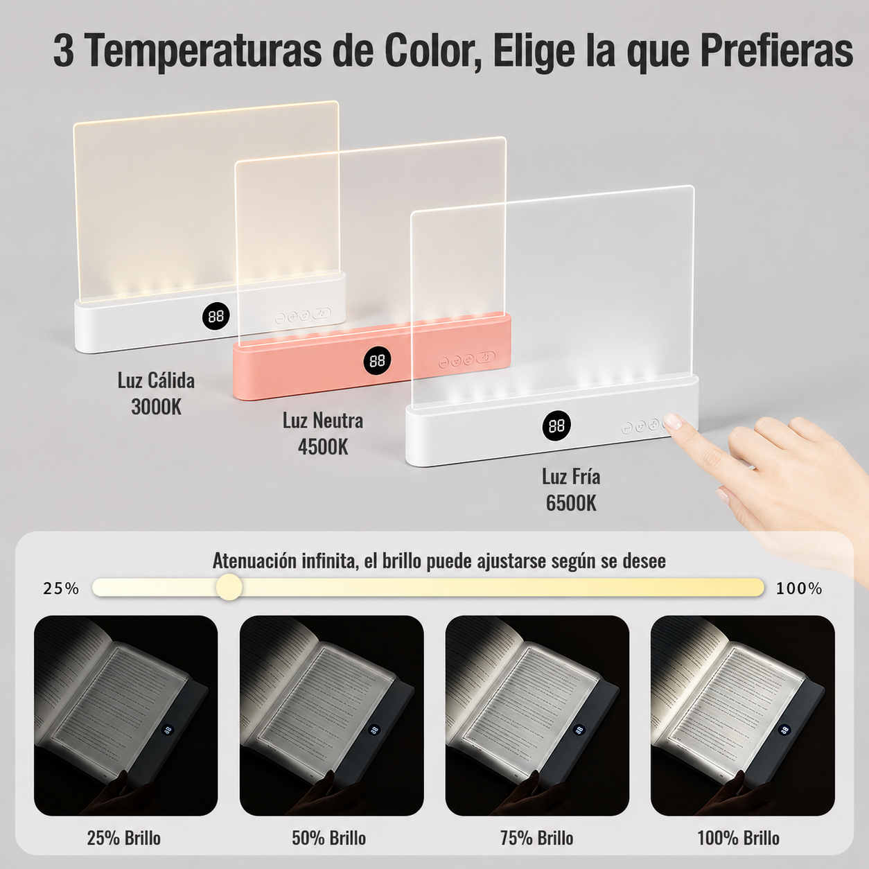 Lámpara LED Plana de Lectura Nocturna con Protección Ocular