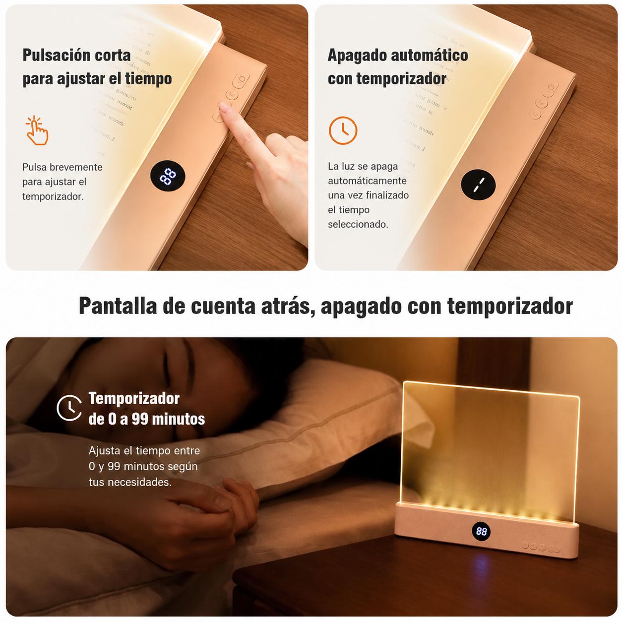 Lámpara LED Plana de Lectura Nocturna con Protección Ocular
